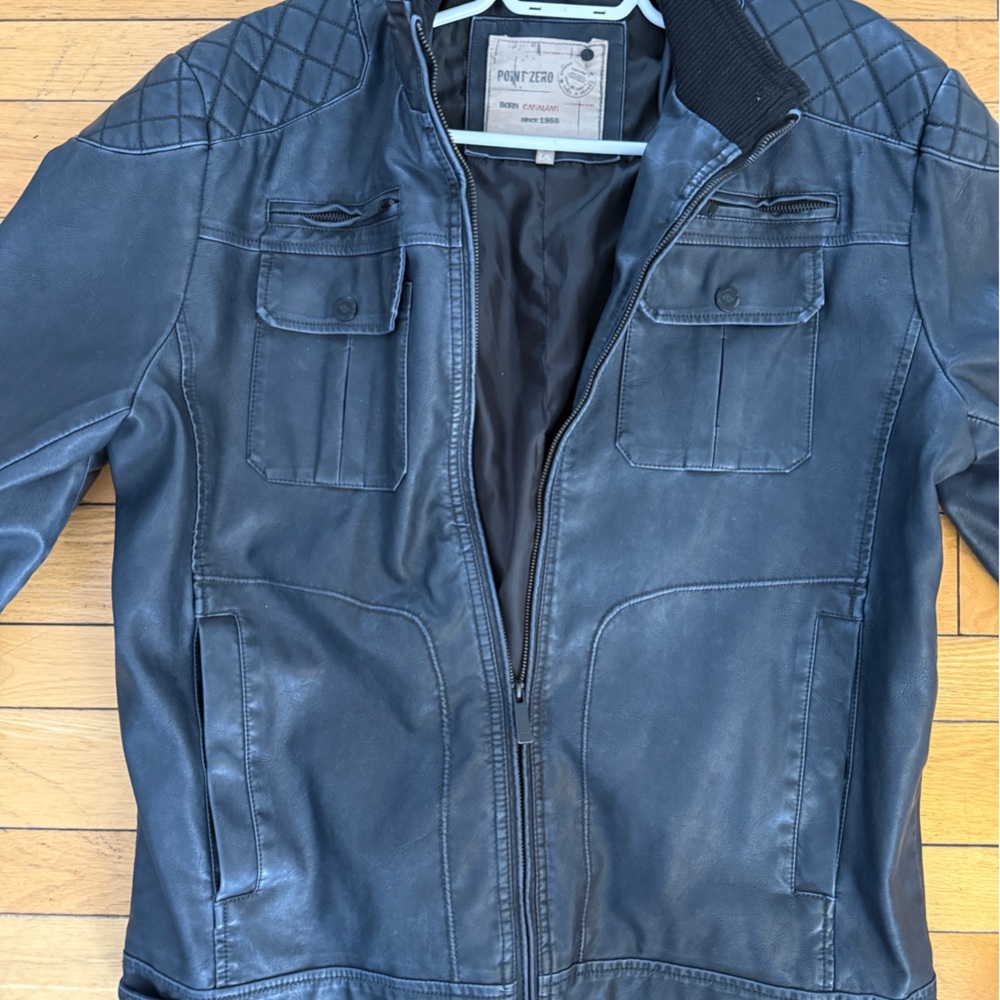 Point Zero Black Bomber Jacket with Zipper Closure and Lined Interior